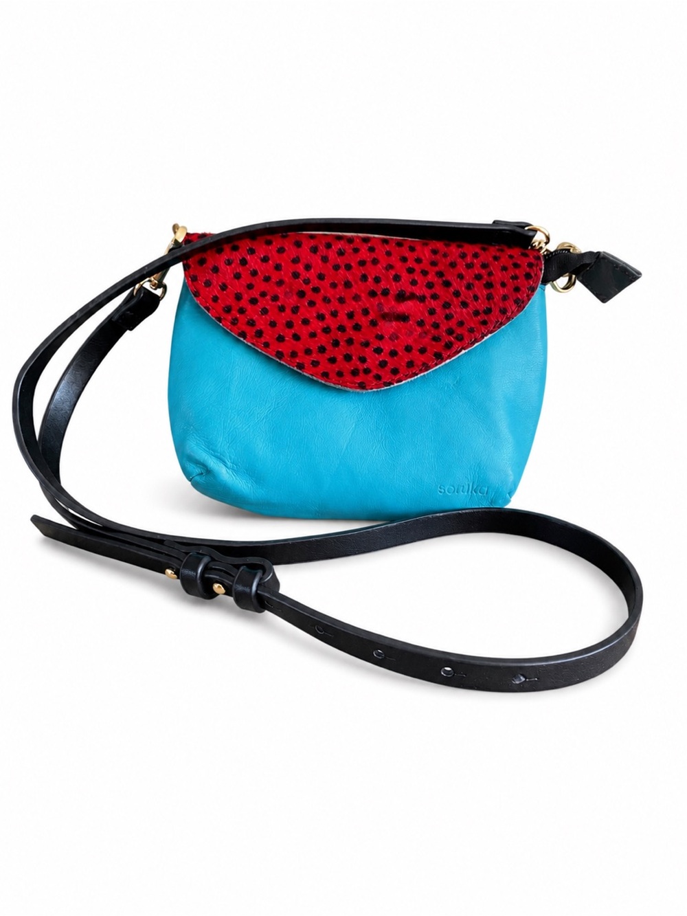 Soruka Turquoise Leather Crossbody Bag